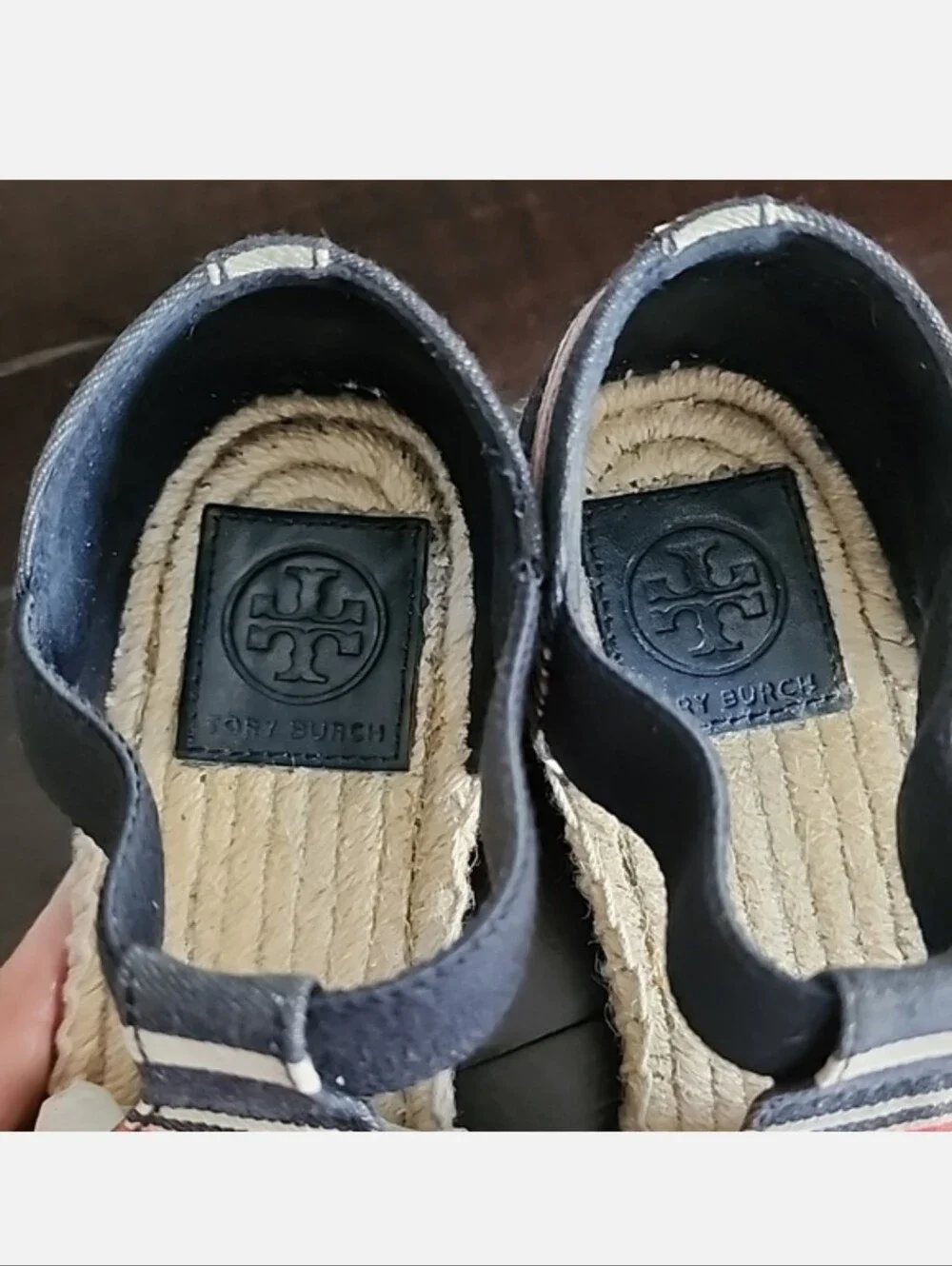 Tory Burch Catalina 3 50mm Espadrille Striped Canvas/Elastic Size 8